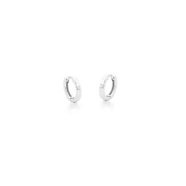 BRINCO PRATEADO C/ BAN. DE RODIO PEDRA BRANCA ARGOLA 12MM