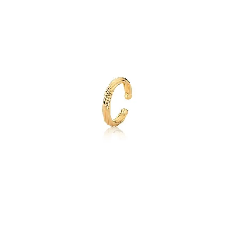 PIERCING DE ORELHA UNITÁRIO TRANÇADO E LISO FOLHEADO A OURO