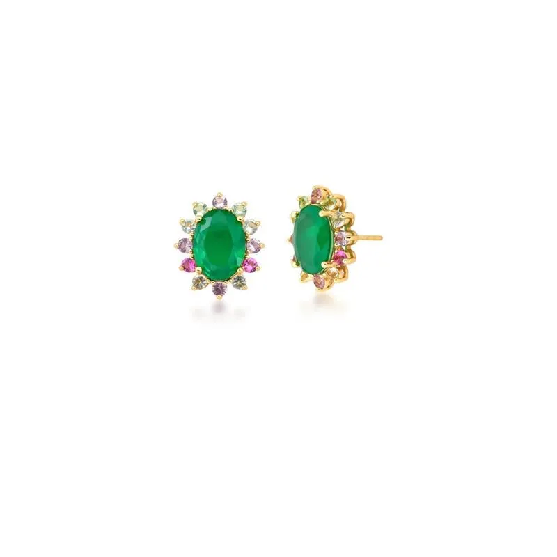  BRINCO OVAL CRISTAL VERDE ESMERALDA E ZIRCÔNIAS